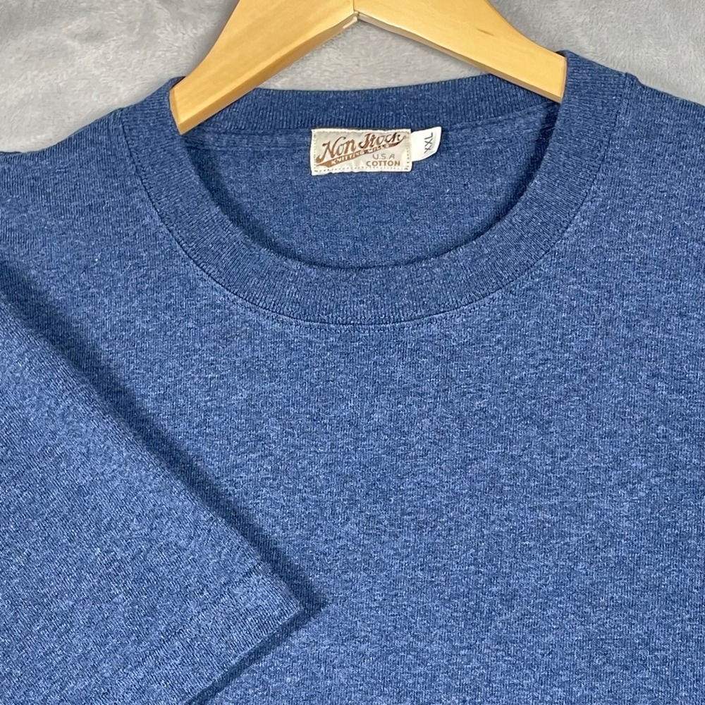 Non Stock Knitting Mill Mens XXL Blue USA Cotton Heavyweight T-Shirt 3660 NS